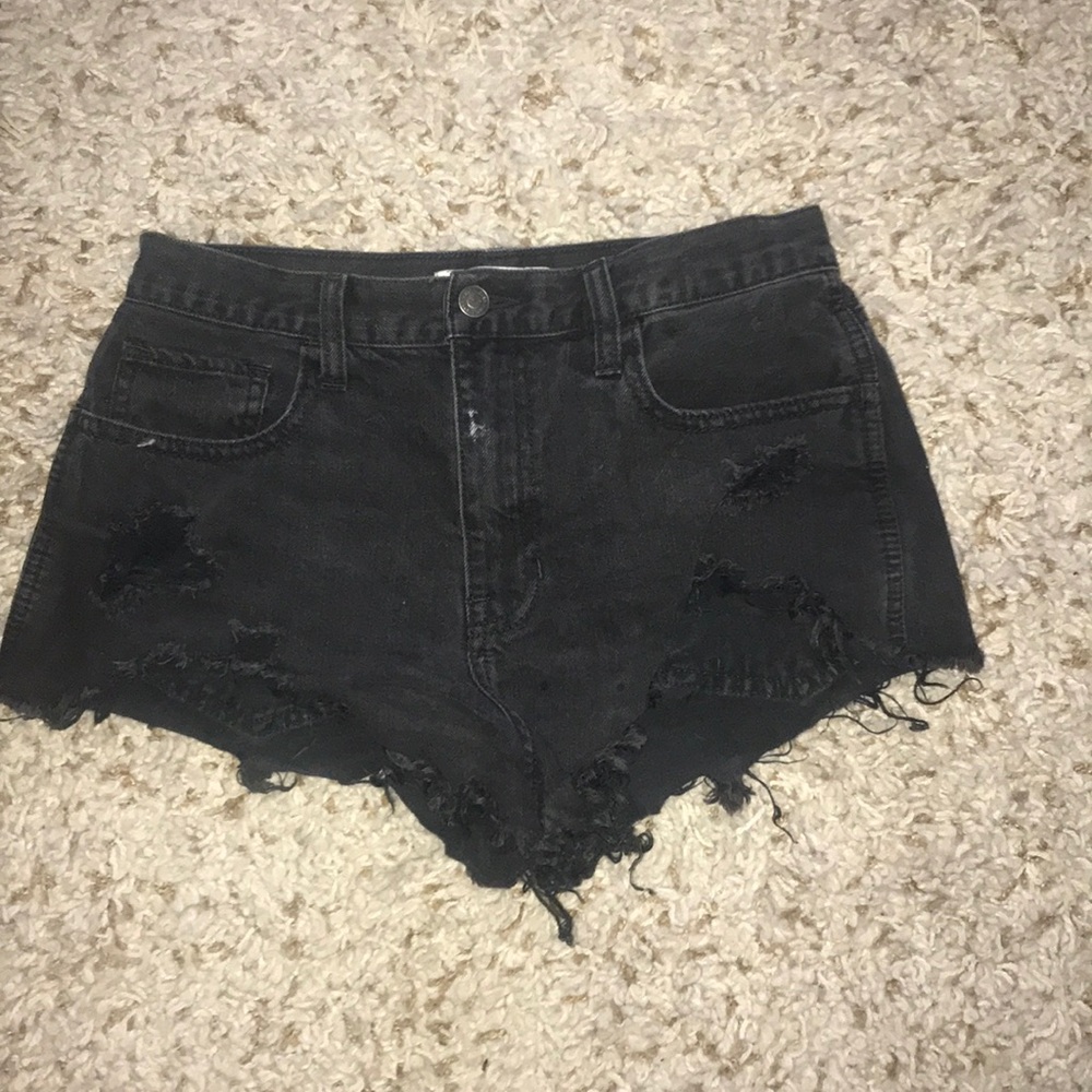 Black ripped high waisted shorts